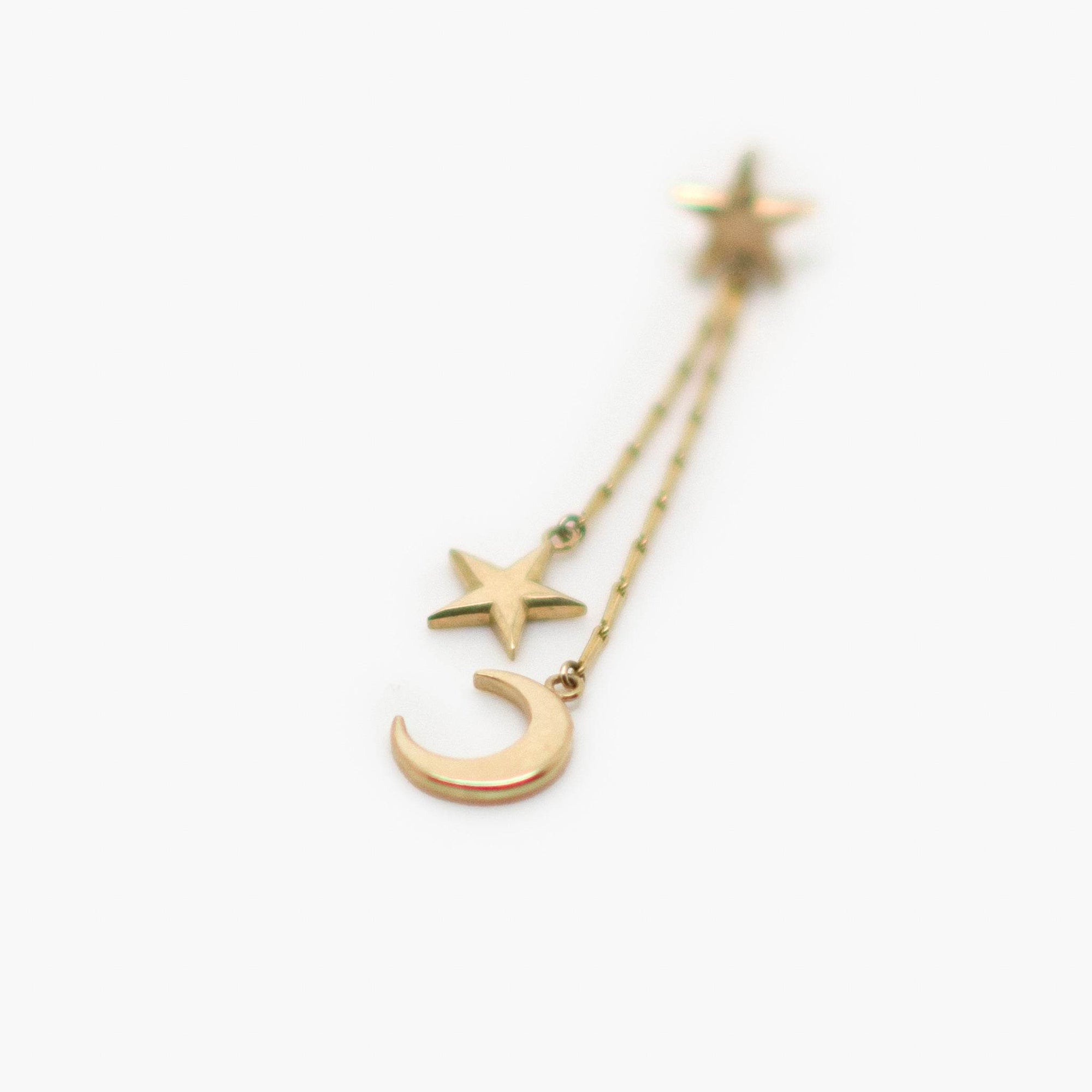 9 Carat Gold Moon & Stars Drop Earrings - Jordans Jewellers