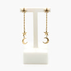 9 Carat Gold Moon & Stars Drop Earrings - Jordans Jewellers