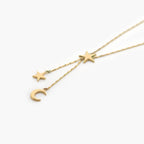 9 Carat Gold Moon & Stars Drop Necklace - Jordans Jewellers