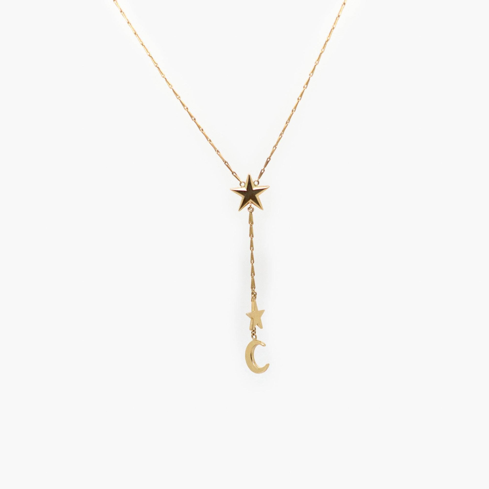 9 Carat Gold Moon & Stars Drop Necklace - Jordans Jewellers