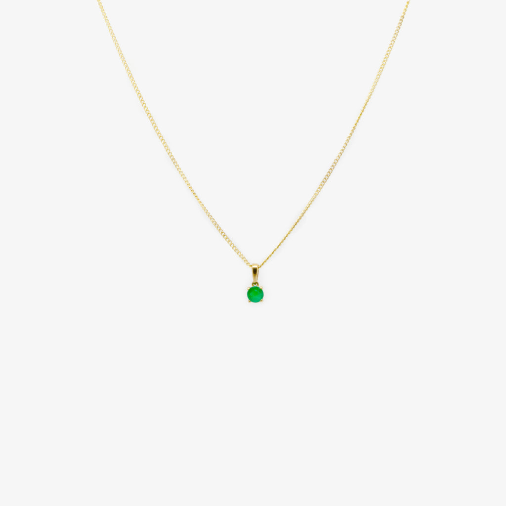 Jordans Jewellers 9ct yellow gold round emerald pendant necklace