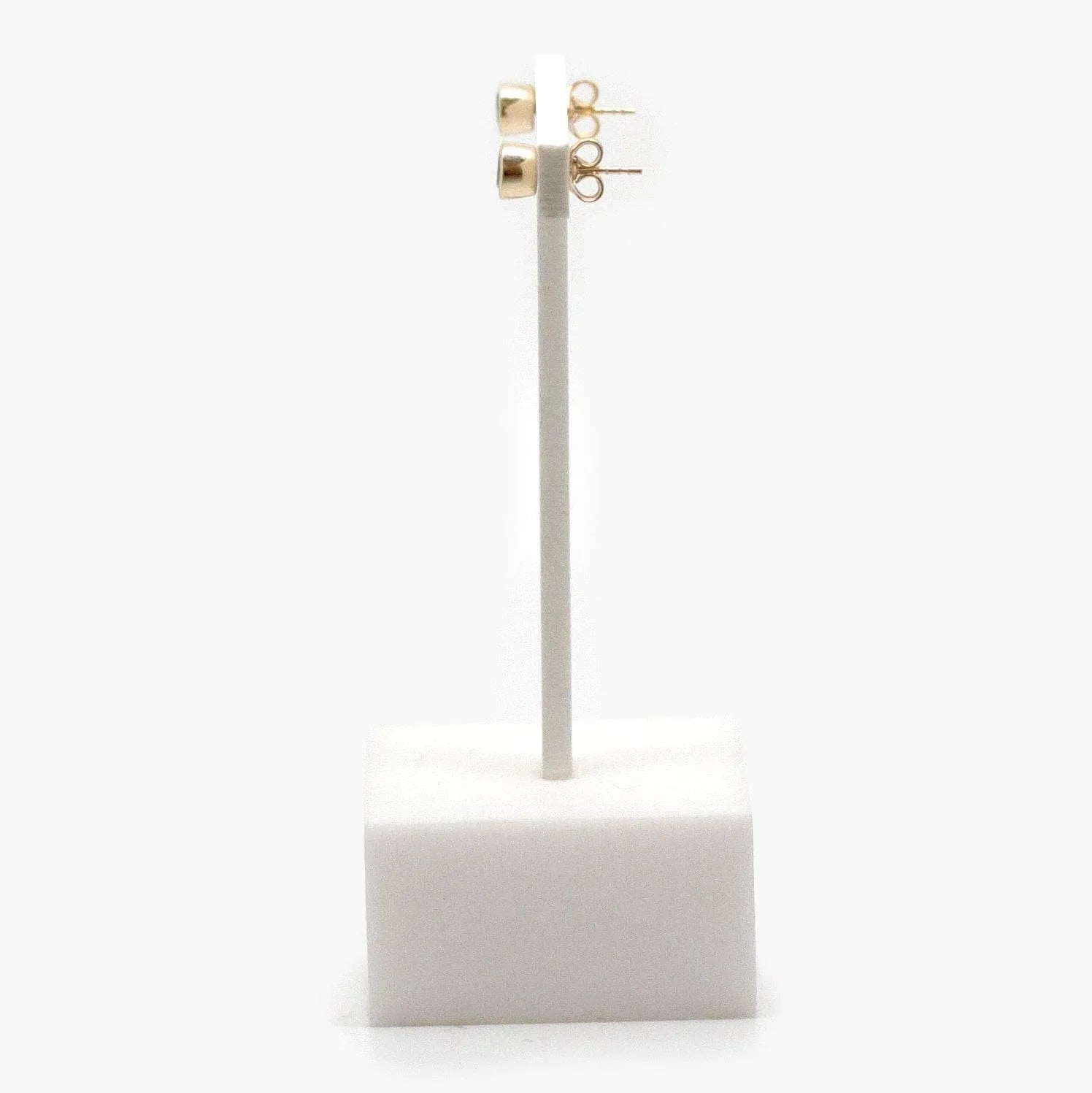 9 Carat Gold Round Emerald Rubover Stud Earrings - Jordans Jewellers