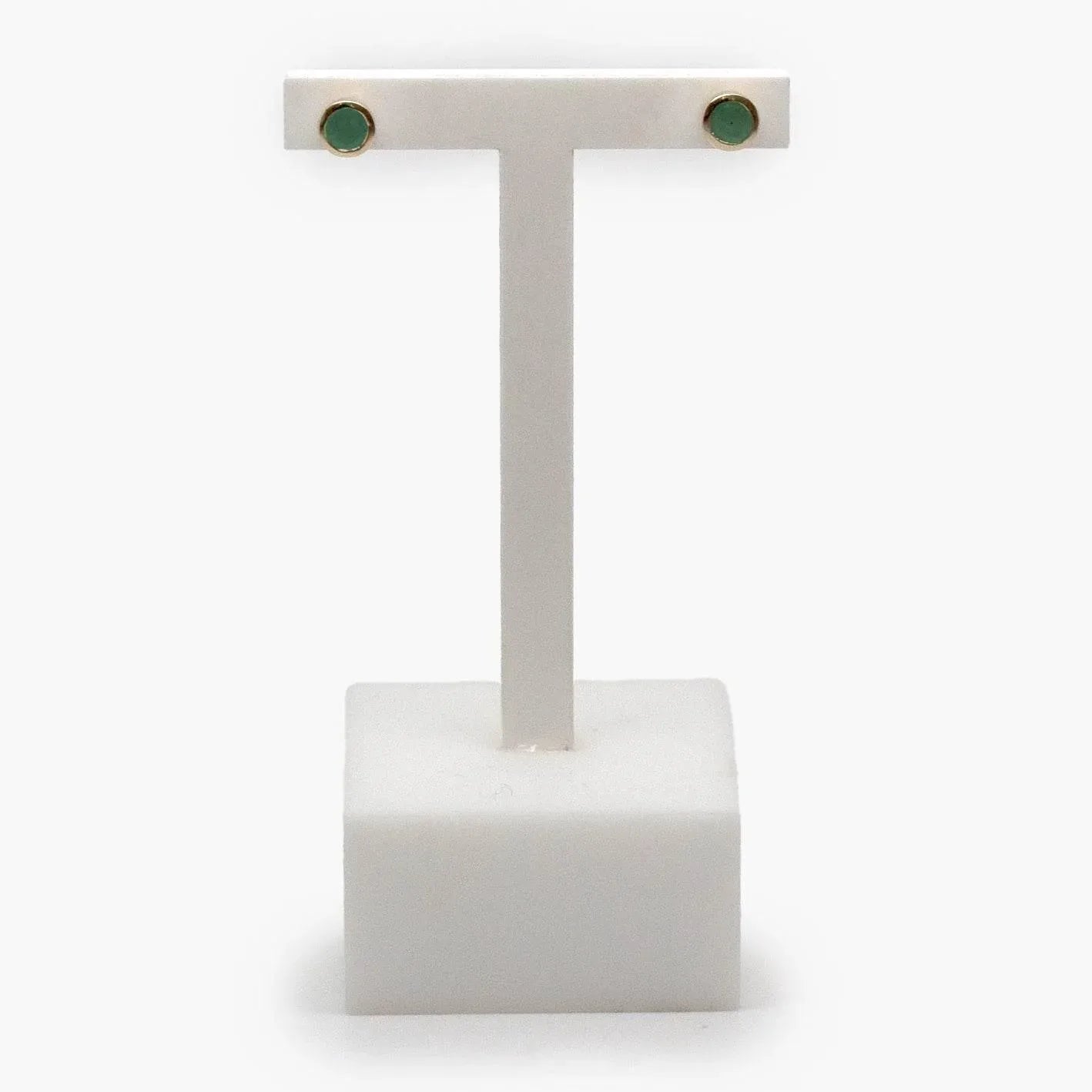 9 Carat Gold Round Emerald Rubover Stud Earrings - Jordans Jewellers