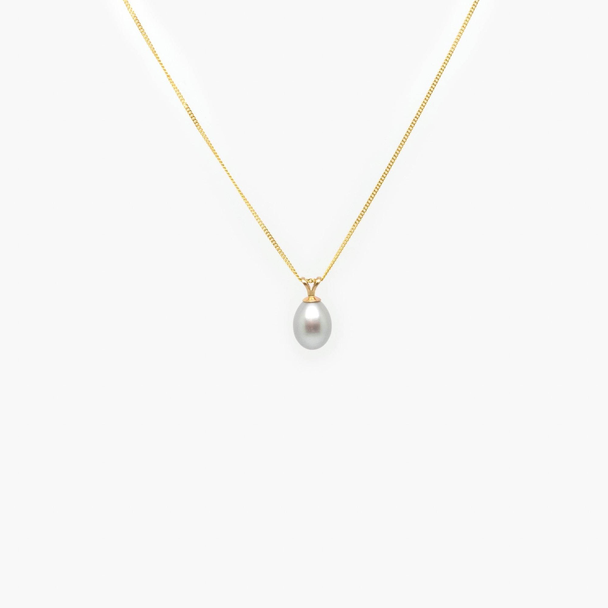 9 Carat Gold & Grey Freshwater Pearl Pendant Necklace - Jordans Jewellers