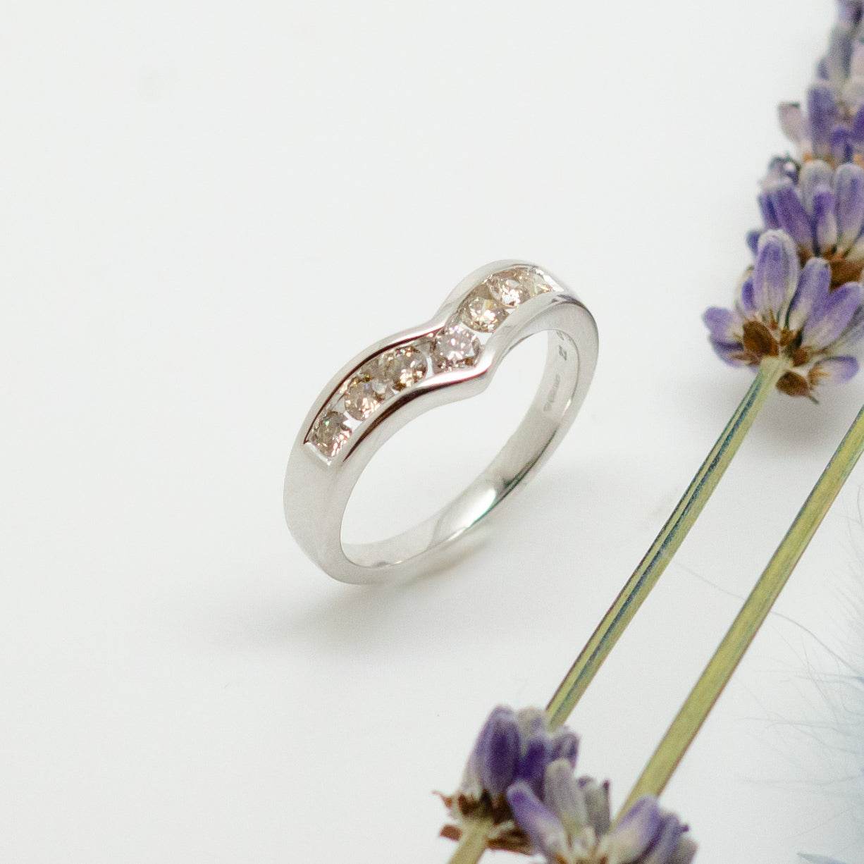 9 Carat White Gold & 0.50 Carat Diamond Wishbone Ring - Jordans Jewellers