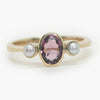 Almandine Garnet & Pearl Three Stone Ring