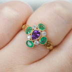 Amethyst, Emerald & Diamond Ring - Jordans Jewellers
