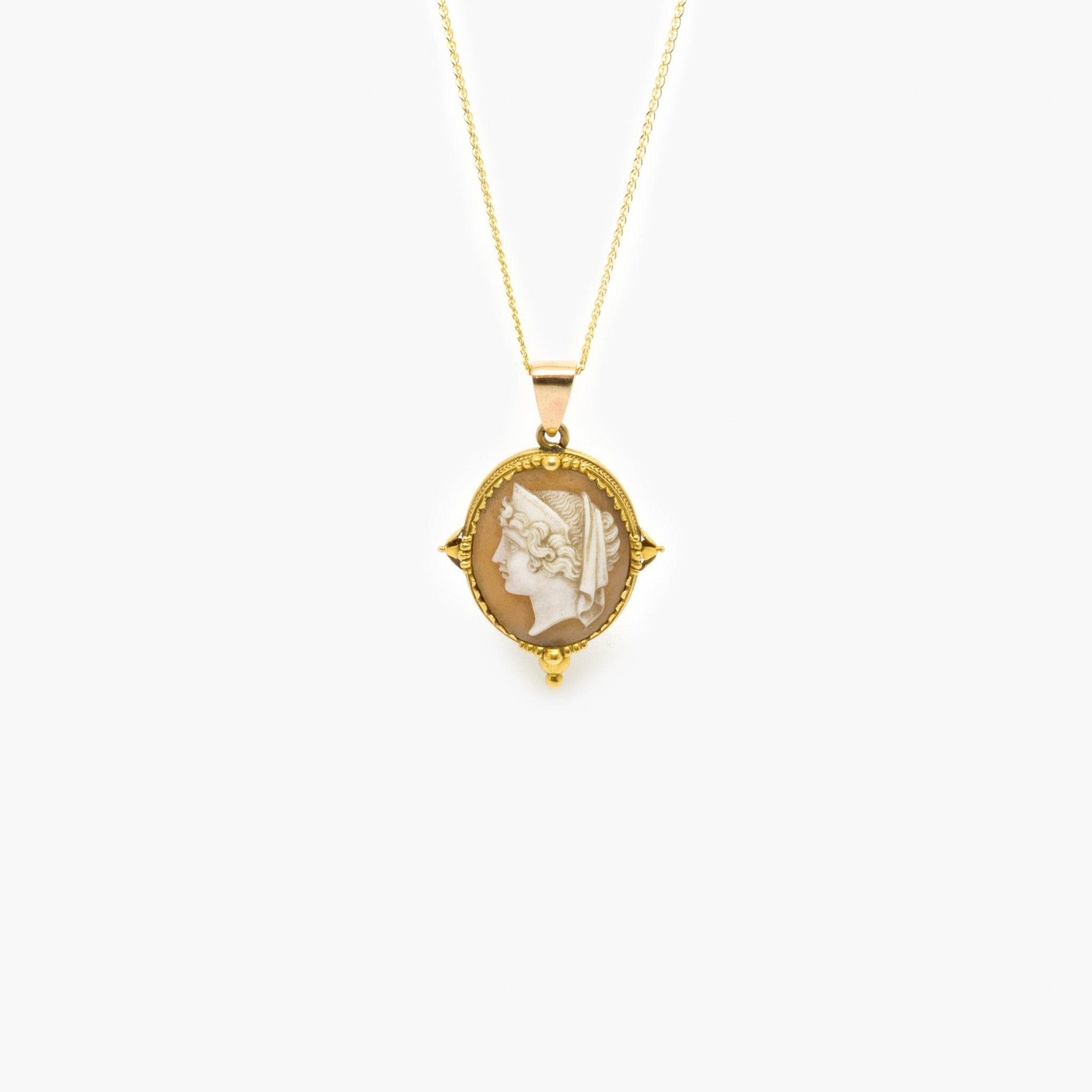 Antique 18 Carat Gold Shell Cameo Pendant Necklace - Jordans Jewellers