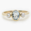 Aquamarine & Pearl Three Stone Ring