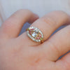 Aquamarine, Pink Topaz, Peridot & Diamond Art Deco Style Ring - second picture on hand