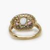 Aquamarine, Pink Topaz, Peridot & Diamond Art Deco Style Ring - back view