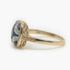 Art Deco Style Blue Sapphire & Diamond Ring - left side view