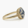Art Deco Style Blue Sapphire & Diamond Ring - right side view