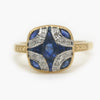 Art Deco Style Blue Sapphire & Diamond Ring - front view