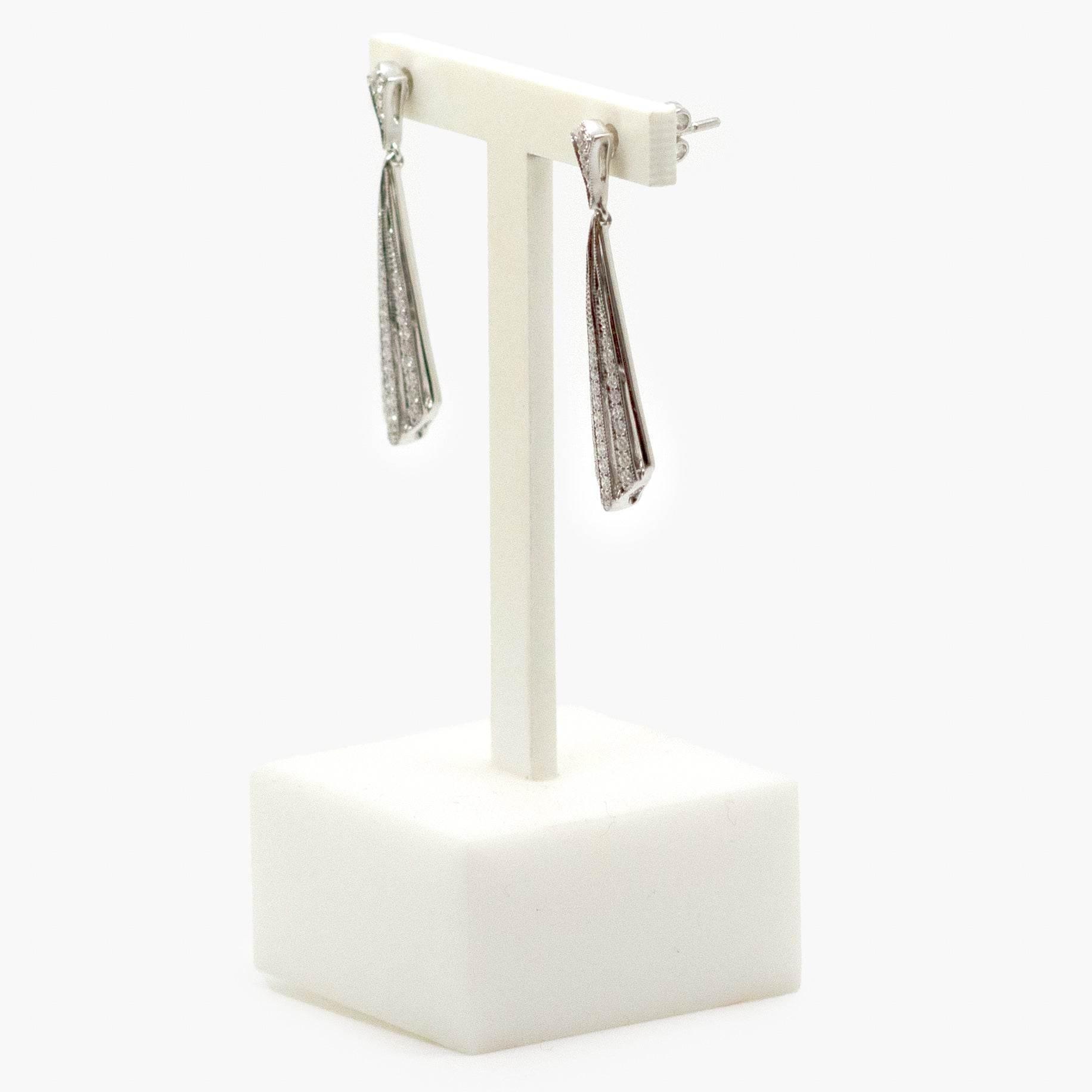 Art Deco Style Diamond Drop Earrings - Jordans Jewellers