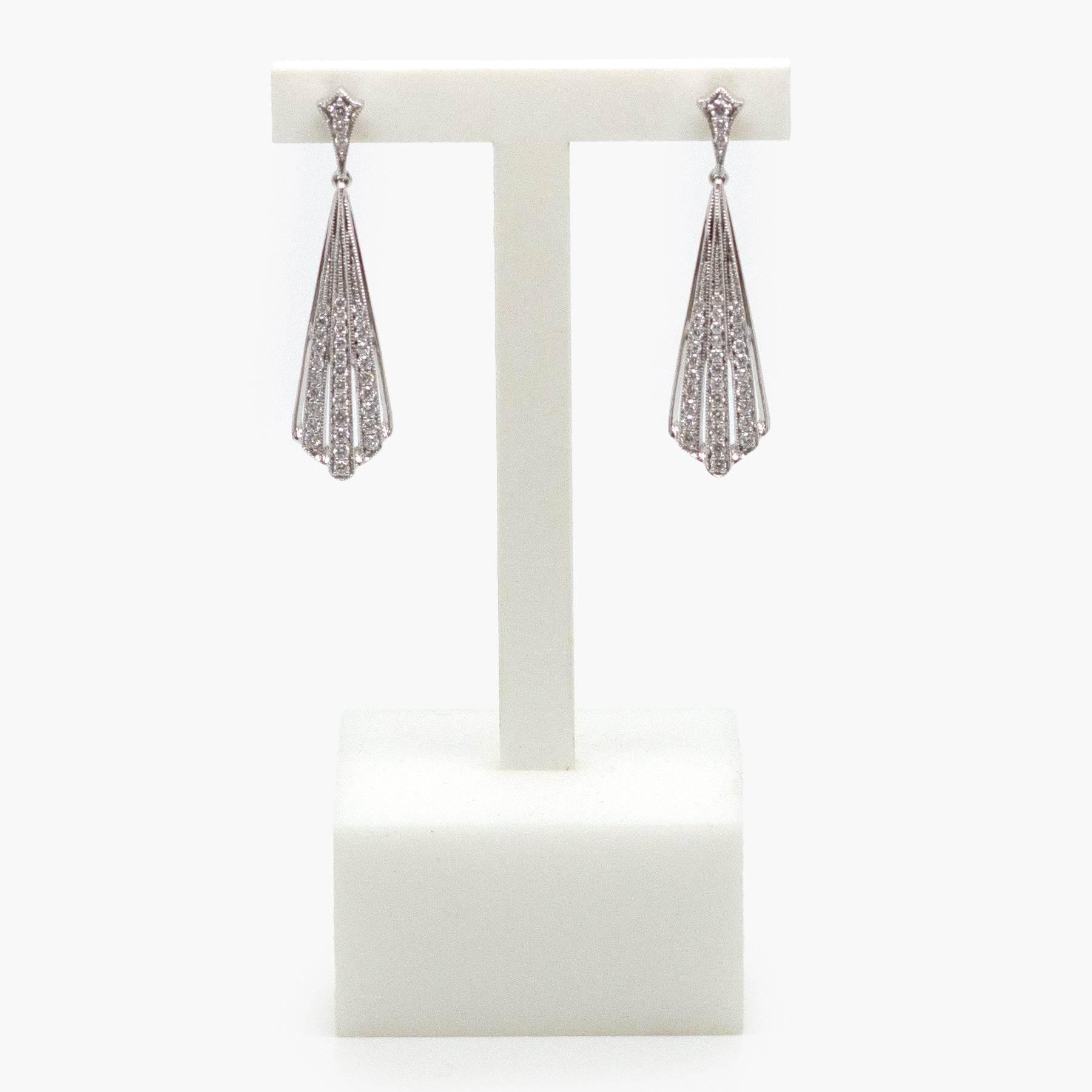 Art Deco Style Diamond Drop Earrings - Jordans Jewellers