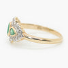 Art Deco Style Three Stone Emerald and Diamond Halo Ring - left side view