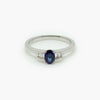Blue Sapphire & Baguette Diamond Ring