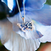 Blue Sapphire & Diamond Butterfly Pendant Necklace