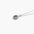 Blue Sapphire & Diamond Cluster Pendant Necklace - Jordans Jewellers