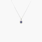 Blue Sapphire & Diamond Cluster Pendant Necklace - Jordans Jewellers