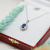 Blue Sapphire & Diamond Cluster Pendant Necklace