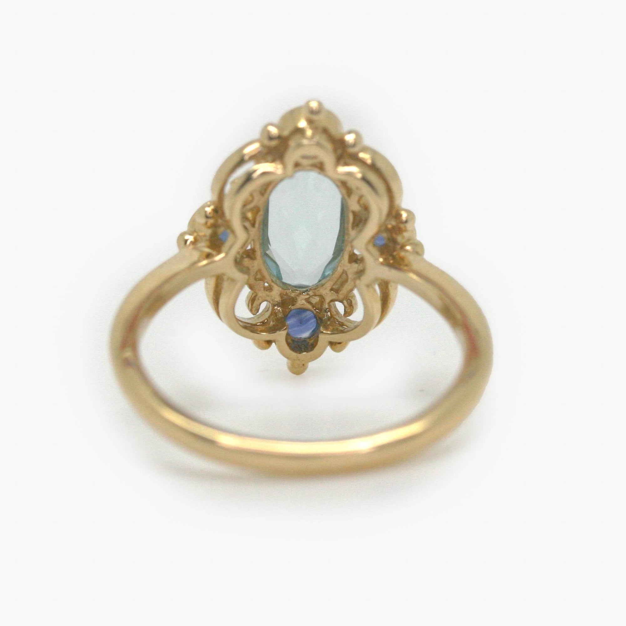 Blue Topaz & Sapphire Filigree Art Deco Style Ring - Jordans Jewellers