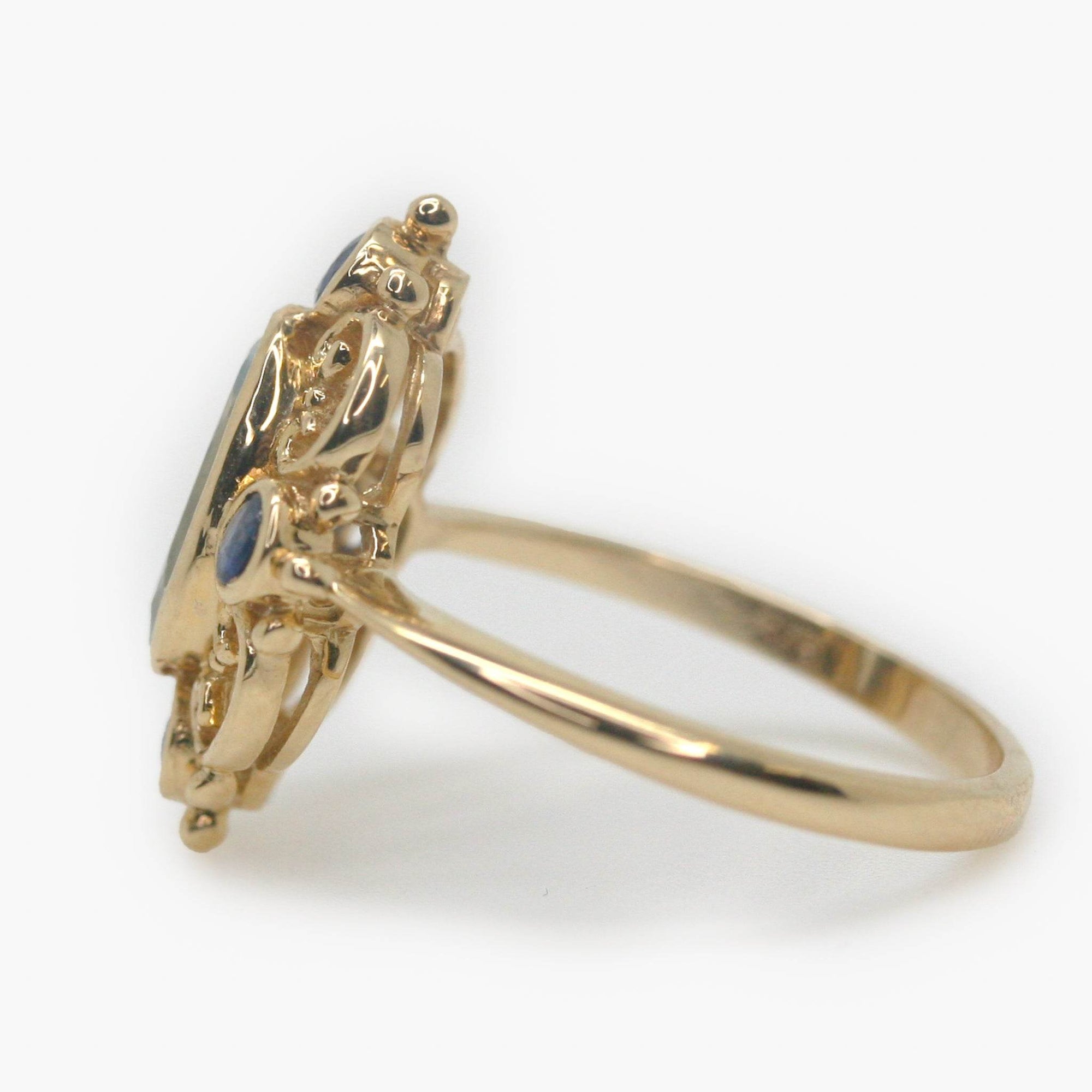 Blue Topaz & Sapphire Filigree Art Deco Style Ring - Jordans Jewellers