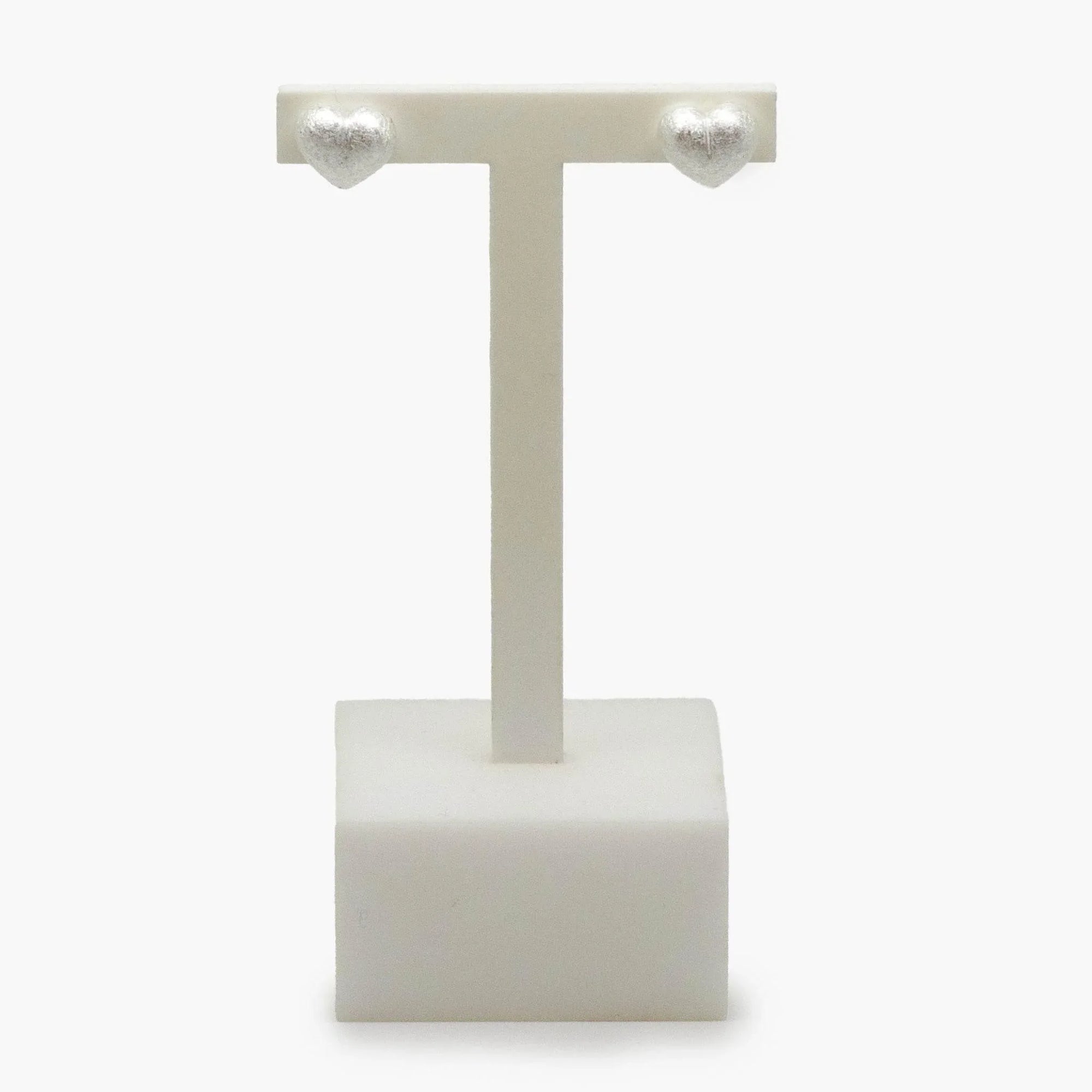 Brushed Silver Heart Stud Earrings - Jordans Jewellers