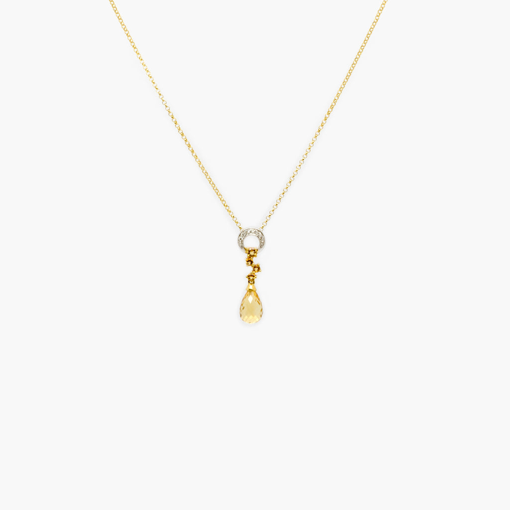 Jordans Jewellers 18ct yellow gold citrine and brilliant-cut diamond pendant necklace