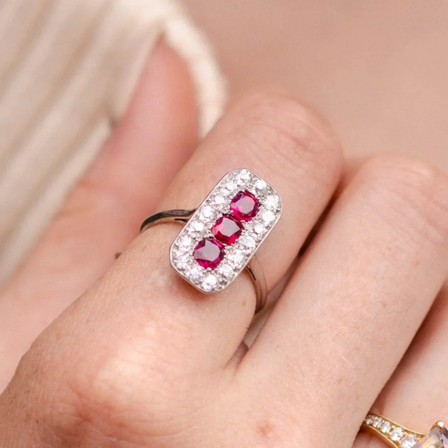 Antique Art Deco Platinum Ruby and Diamond Ring - Jordans Jewellers