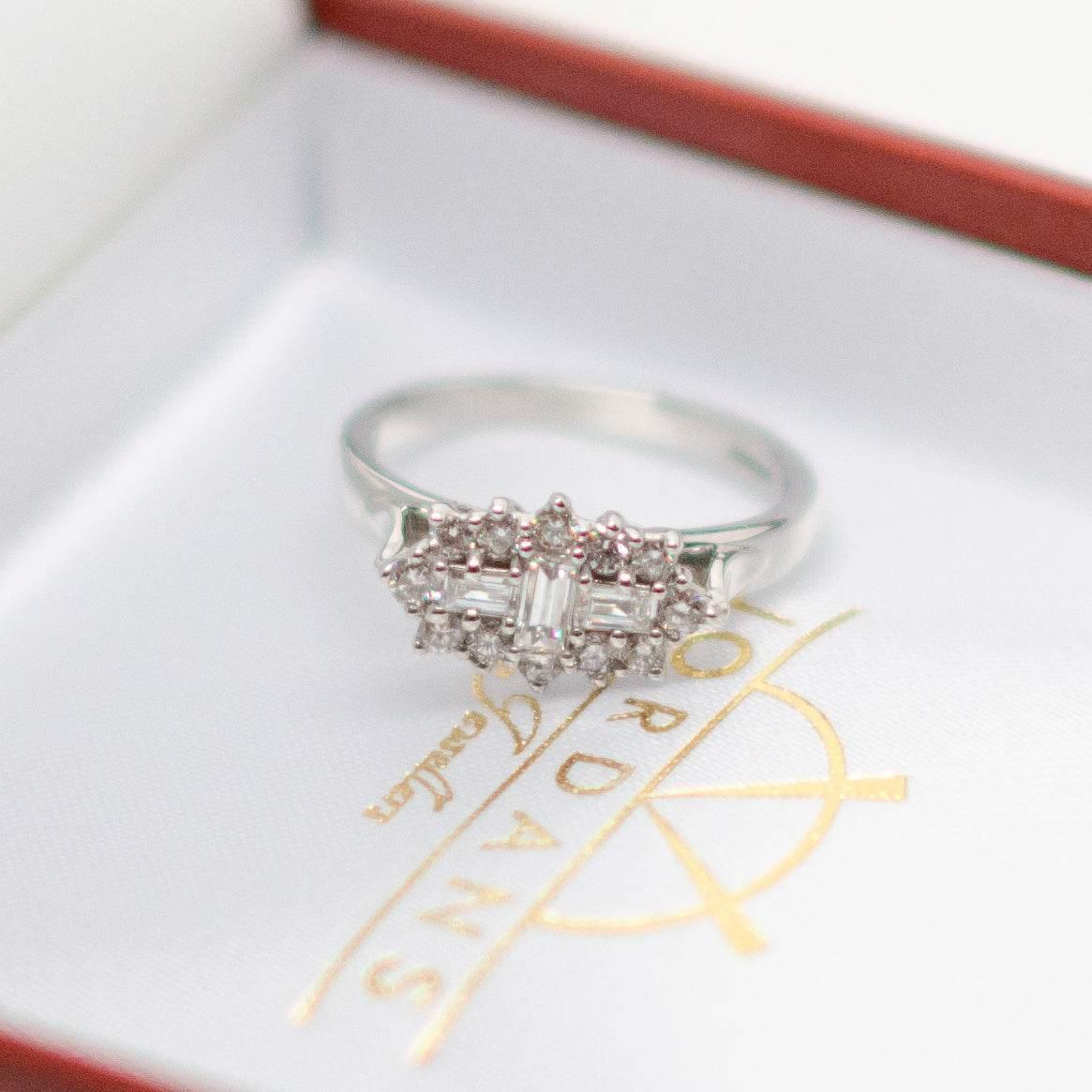 9 Carat White Gold & Diamond Boat Ring - Jordans Jewellers