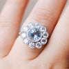 Pre-Owned Aquamarine & Diamond Daisy Cluster Ring