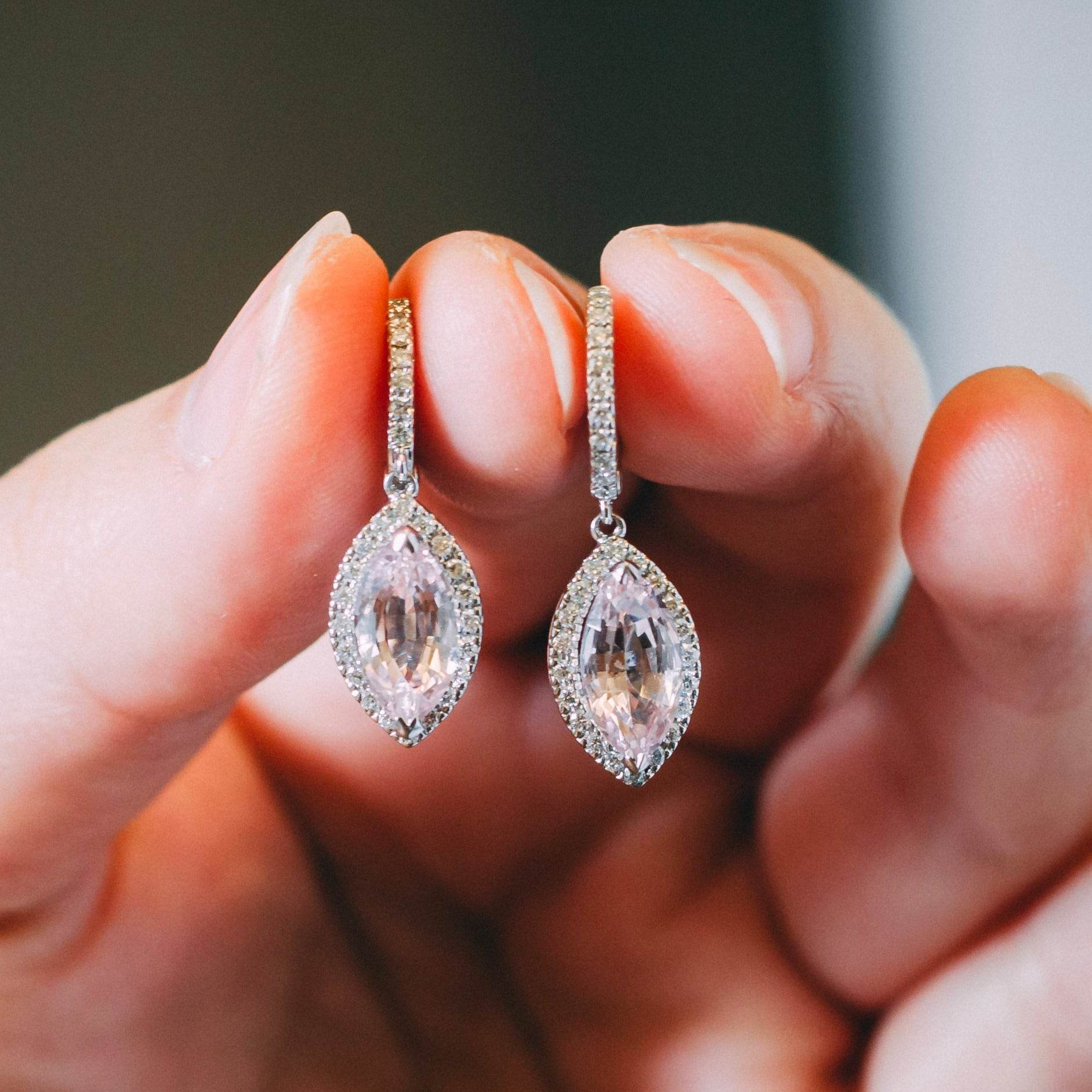 Morganite & Diamond Drop Earrings - Jordans Jewellers