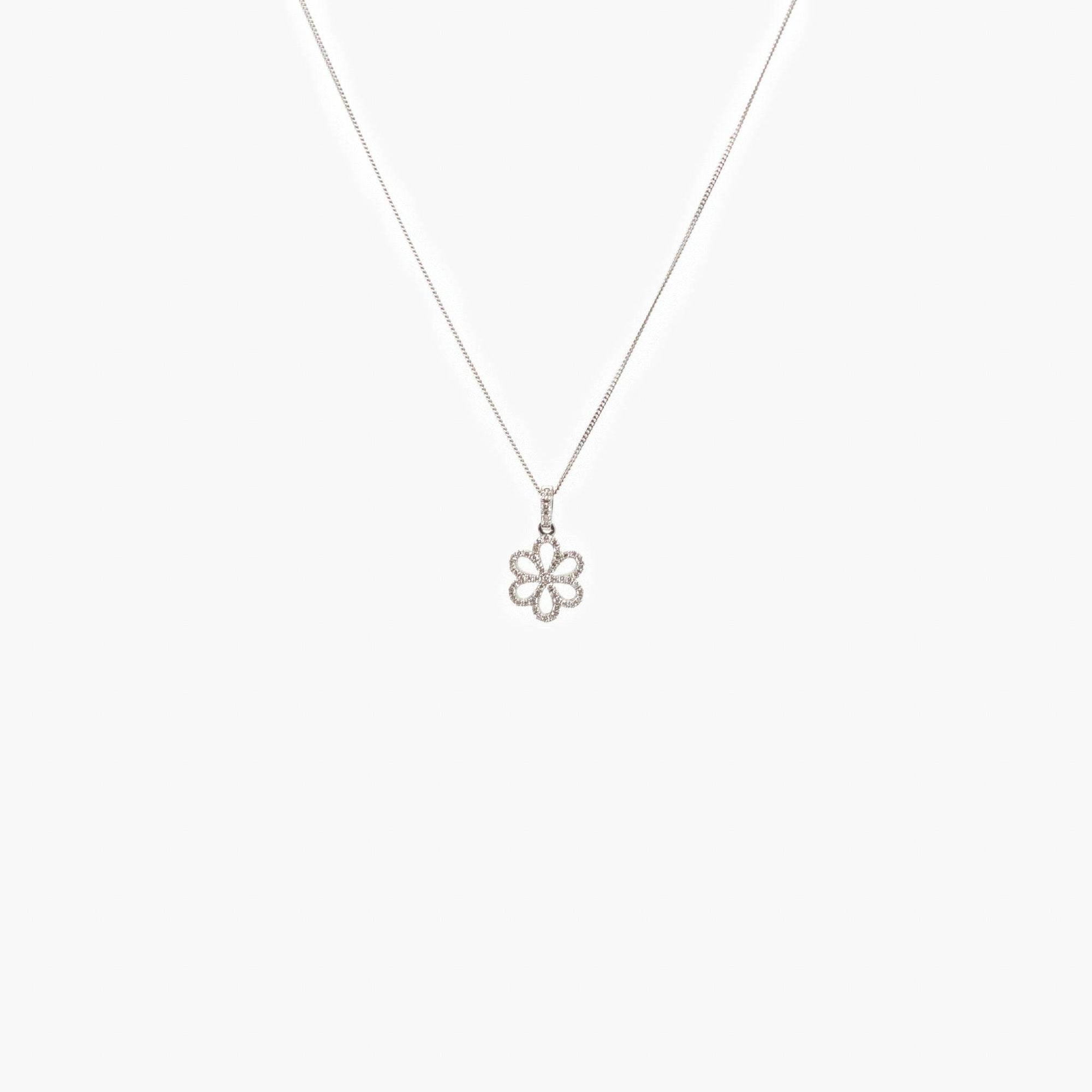 Diamond Flower Pendant Necklace - Jordans Jewellers