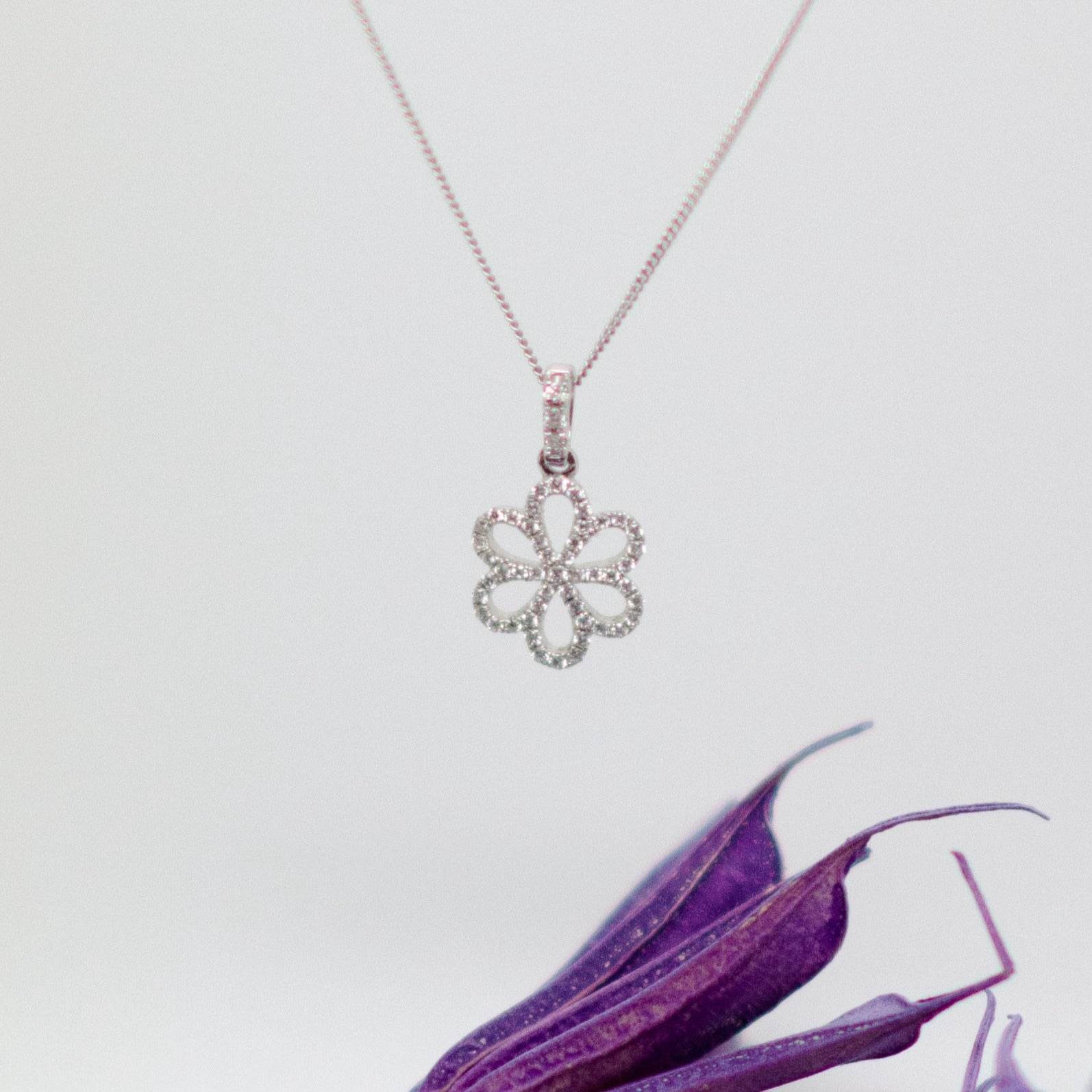 Diamond Flower Pendant Necklace - Jordans Jewellers