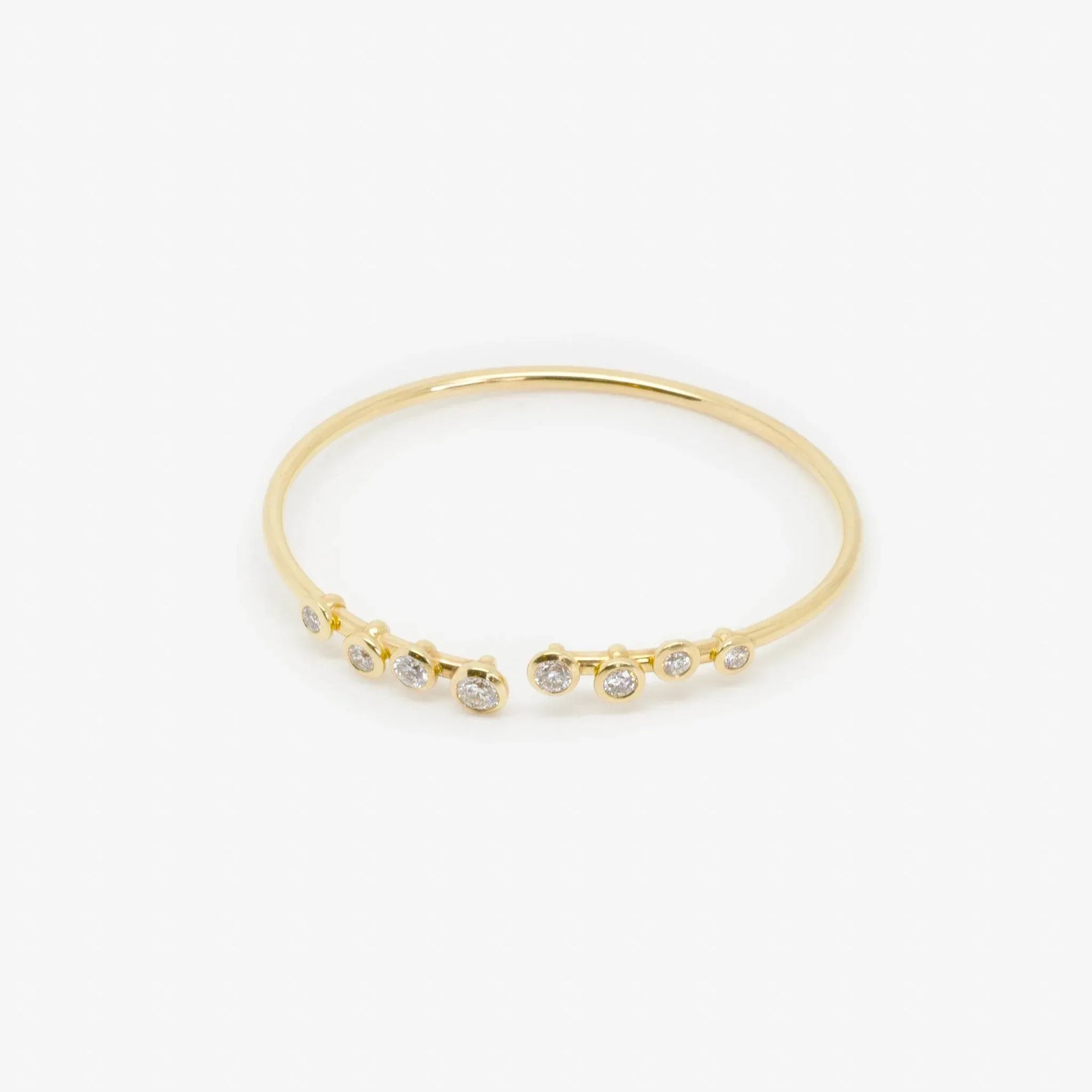 NEW 18 Carat Yellow Gold Eight Diamond Bubble Bangle - Jordans Jewellers
