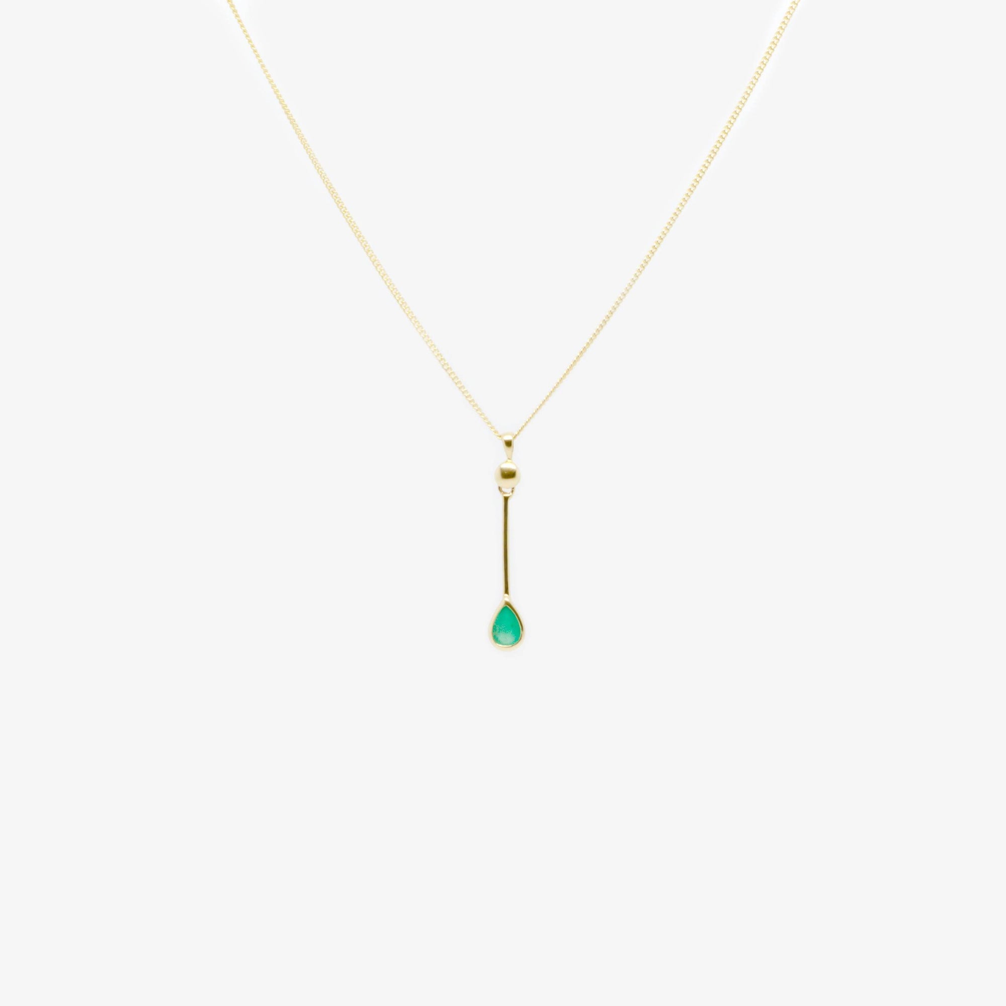 Emerald Pear Rubover Drop Pendant Necklace - Jordans Jewellers