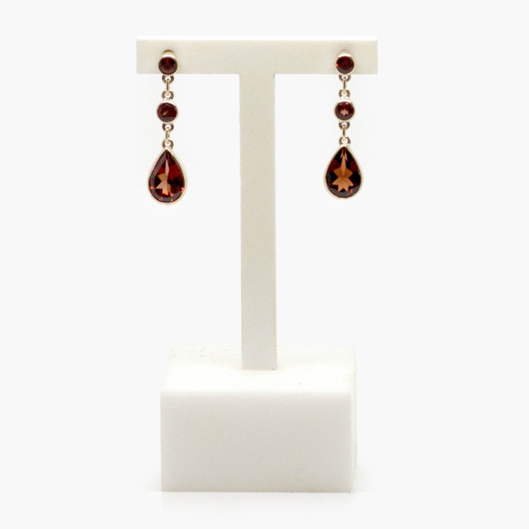 Garnet Triple Drop Earrings - Jordans Jewellers