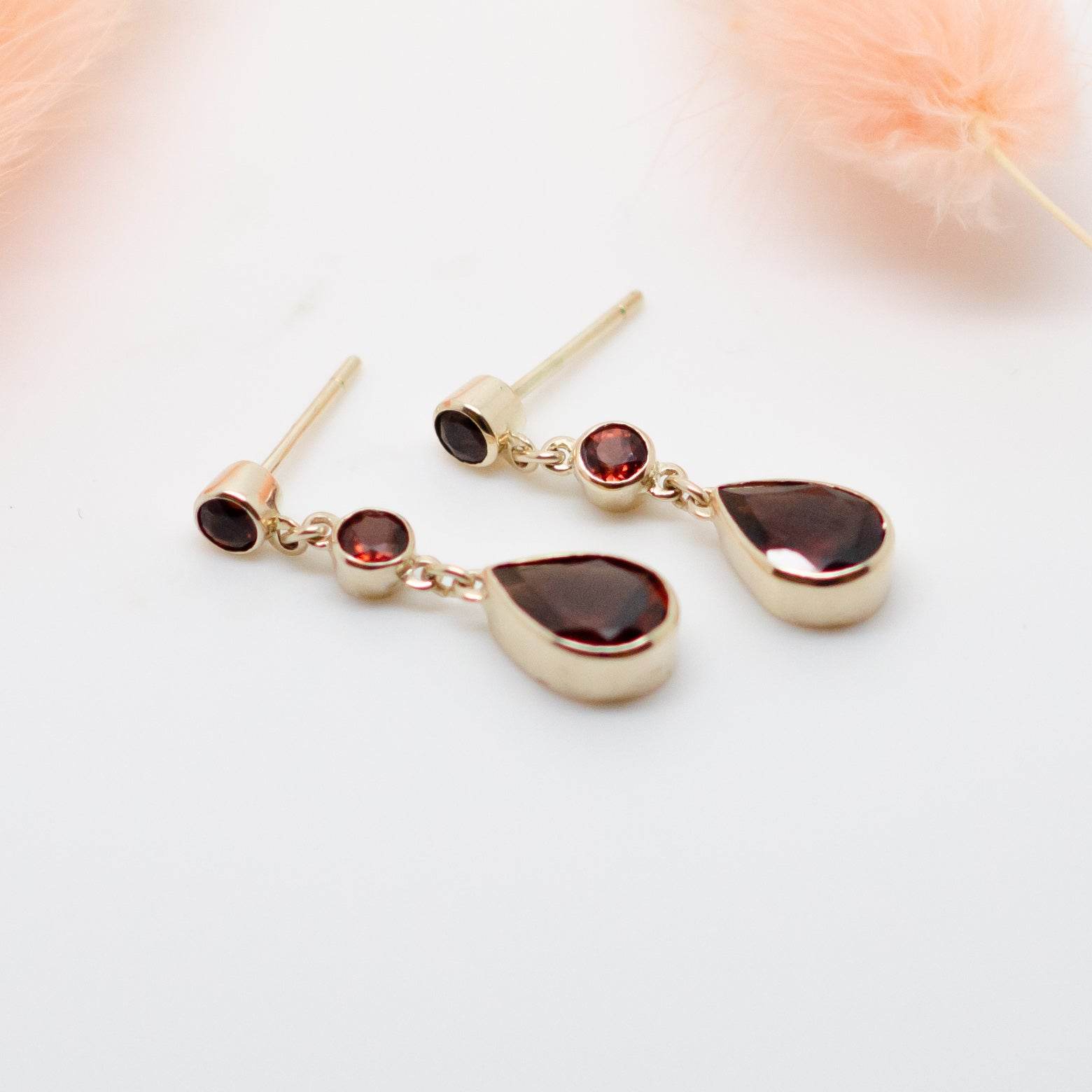 Garnet Triple Drop Earrings - Jordans Jewellers