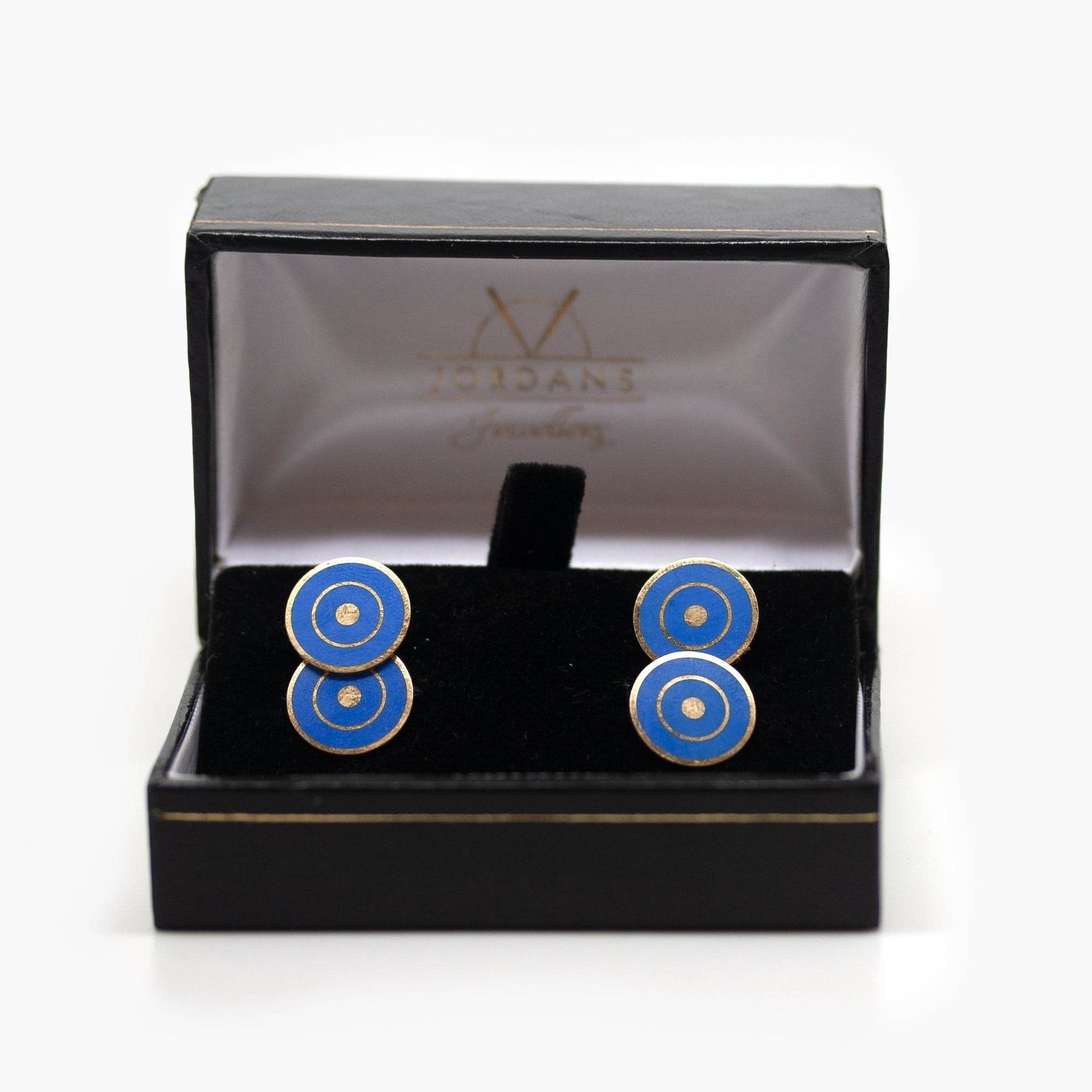 Pre-Owned 18 Carat Gold Blue Enamel Cufflinks - Jordans Jewellers