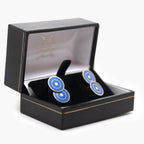 Pre-Owned 18 Carat Gold Blue Enamel Cufflinks - Jordans Jewellers