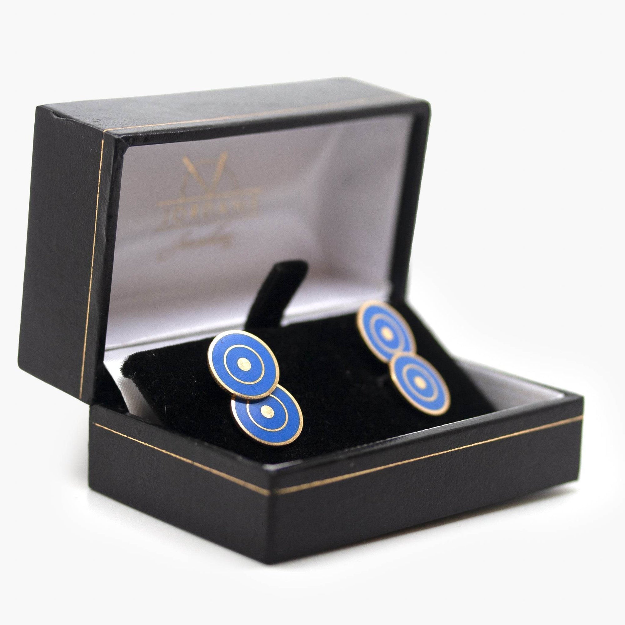 Pre-Owned 18 Carat Gold Blue Enamel Cufflinks - Jordans Jewellers