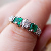 Art Deco Antique Five Stone Emerald & Diamond Ring - Jordans Jewellers