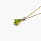 Kite Cut Peridot & Diamond Pendant Necklace - Jordans Jewellers