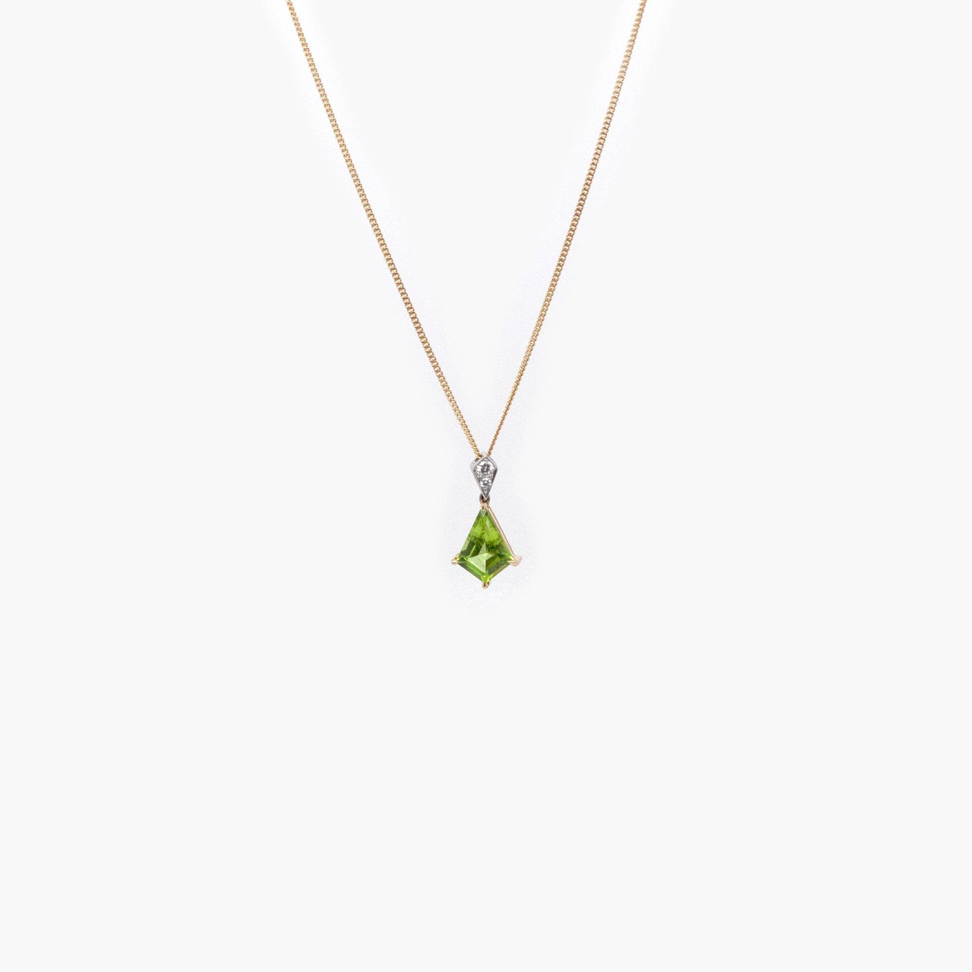 Kite Cut Peridot & Diamond Pendant Necklace - Jordans Jewellers
