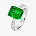 Lapidary 0.10x0.8cm Green Emerald Cut Ring - Jordans Jewellers