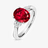 Lapidary Red & White Heart Three Stone Ring