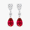 Lapidary Triple Drop Red Pear Drop Claw Set Earrings