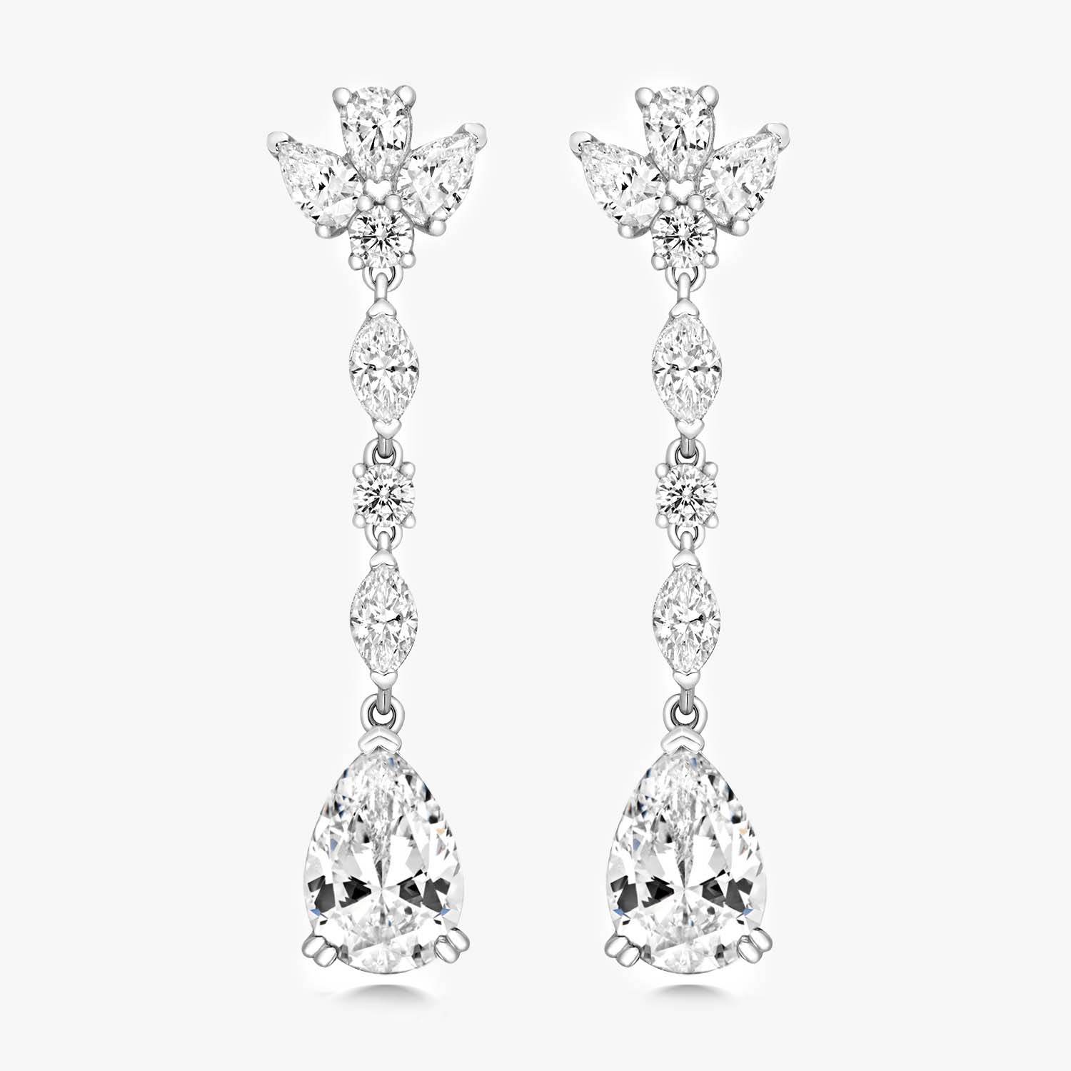 Lapidary Triple Pear, Marquise & Round Drop Earrings - Jordans Jewellers